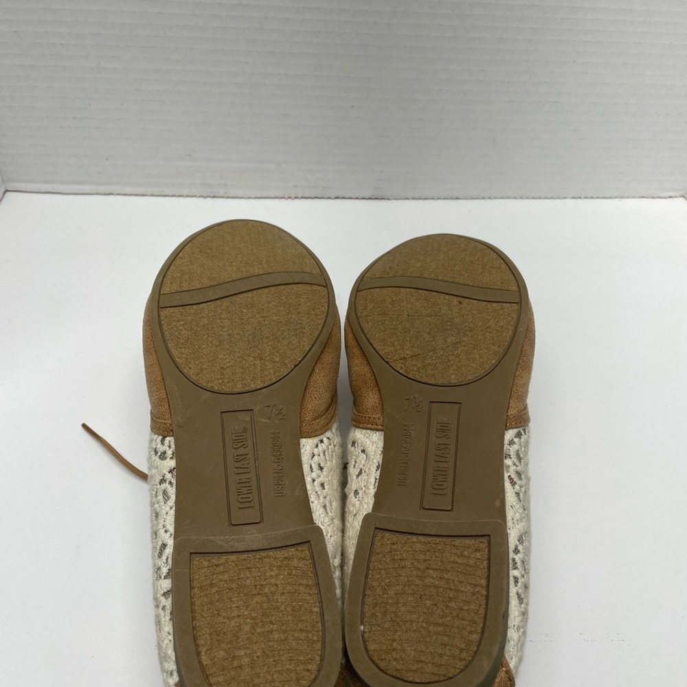 LOWER EAST SIDE Tan Lace-Panel Oxford Flats - Picture 6 of 6